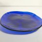Vintage Cobalt Blue pressed glass sea shells plate, beach theme luncheon plate