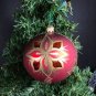 Vintage Christmas Ornament Blown mercury glass red gold glitter Christmas decora