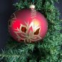 Vintage Christmas Ornament Blown mercury glass red gold glitter Christmas decora