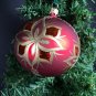 Vintage Christmas Ornament Blown mercury glass red gold glitter Christmas decora