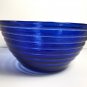 Cobalt Blue glass ribbed mixing bowl 9" beehive serving bowl