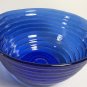 Cobalt Blue glass ribbed mixing bowl 9" beehive serving bowl