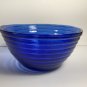 Cobalt Blue glass ribbed mixing bowl 9" beehive serving bowl