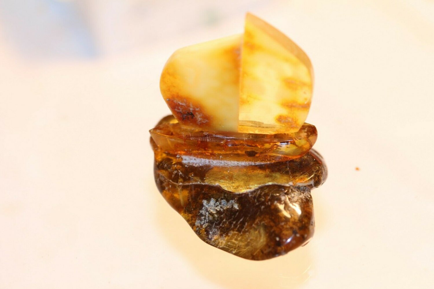 Natural Baltic Amber souvenir . amber ship