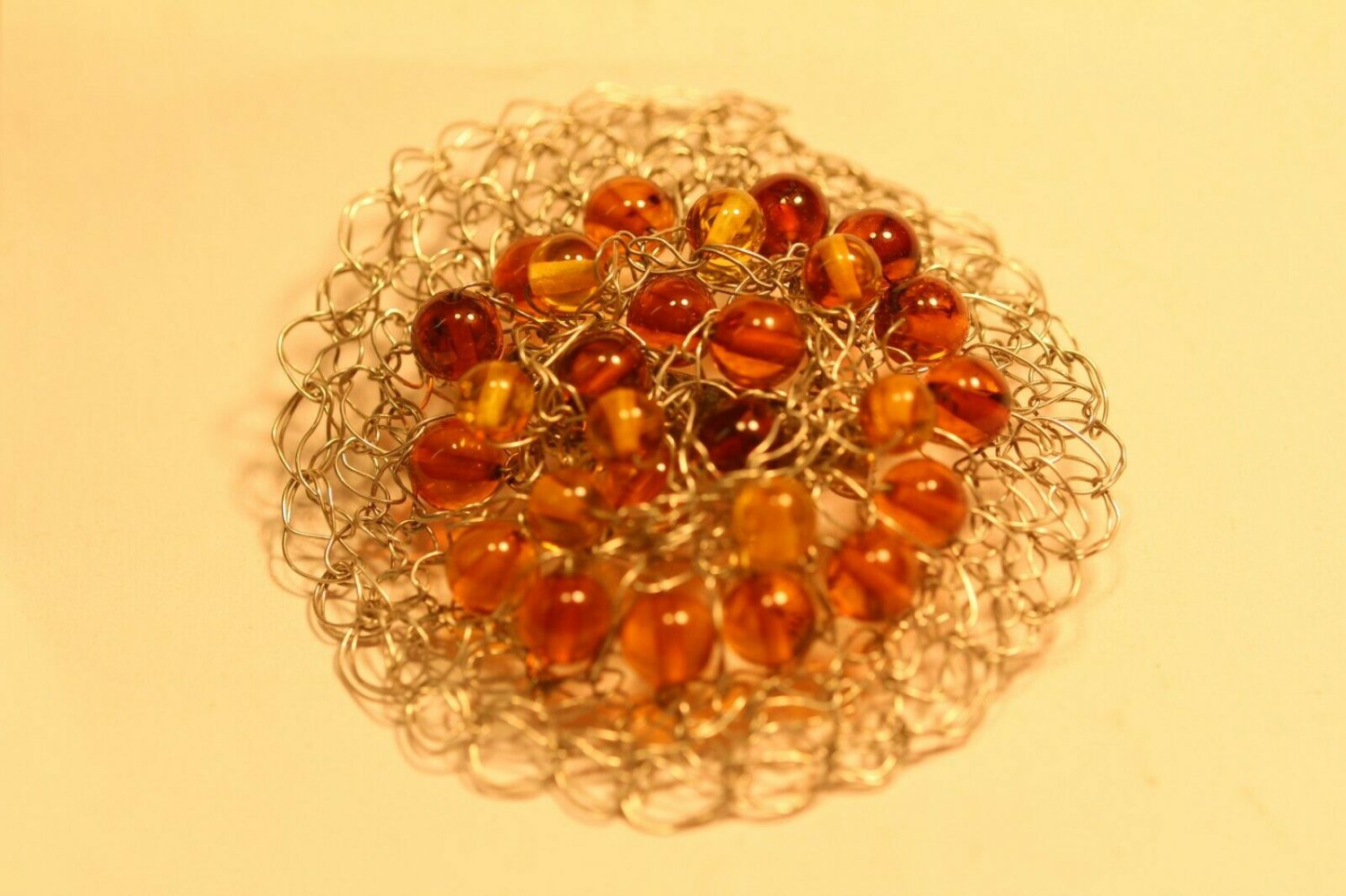 Baltic  amber brooch twisted wire and amber