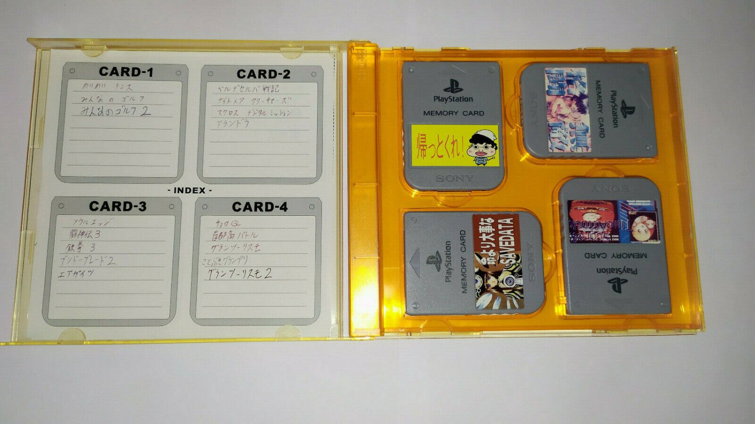 Official Sony Playstation 1 PS1 Gray Memory Cards 4-Pack SCPH-1020 *Japan* Used