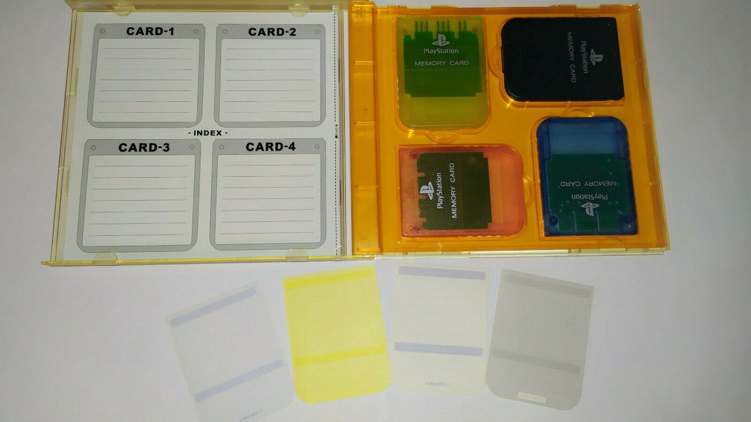 Official Sony Playstation 1 PS1 Colored Memory Cards 4-Pack SCPH-1020 Japan Used