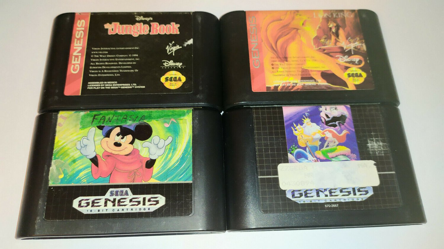 Sega Genesis Game Lot Jungle Book Lion King Fantasia Ariel Little Mermaid NTSC-U