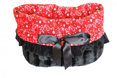 Snuggle Bugs - Red Western - Dog Pet Bed + Bag + Car Seat in One