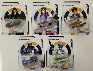 Hot Wheels Character Cars Overwatch Complete Set of 5 by Mattel 1:64 Die-Cast