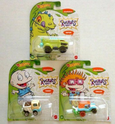 Hot Wheels / Nickelodeon "Rugrats" Character Cars Set - Tommy, Chuckie & Reptar