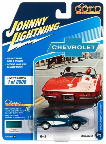 Johnny Lightning  Classic Gold 1962 Chevy Corvette Teal 1:64 Scale Die-Cast