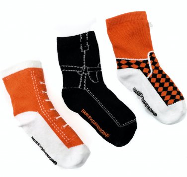 Harley-Davidson Boys 3-Pack Non-Skid Shoe-Look-Alike Socks 7070490