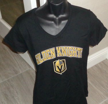 Las Vegas Golden Knights NHL Hockey Ladies Medium SS V Neck Top