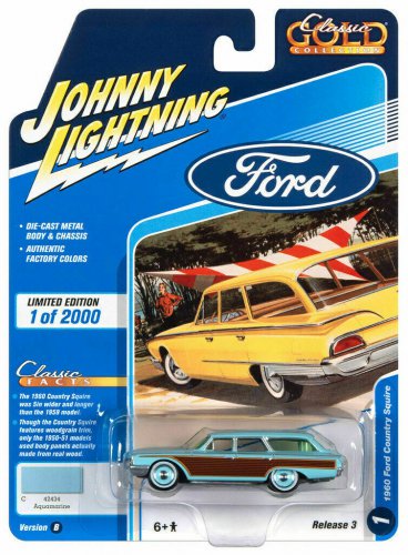 Johnny Lightning Classic Gold1960 Ford Country Squire 1:64 Scale Die-Cast
