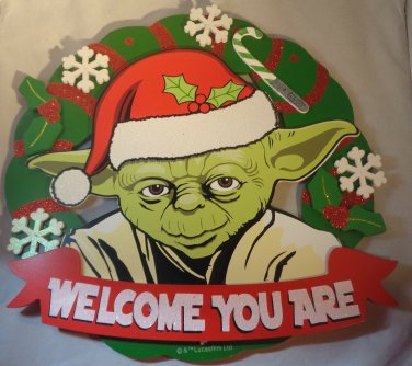 NEW 2015 STAR WARS CHRISTMAS YODA WELCOME YOU ARE 12" x 12" SIGN - Colorful!