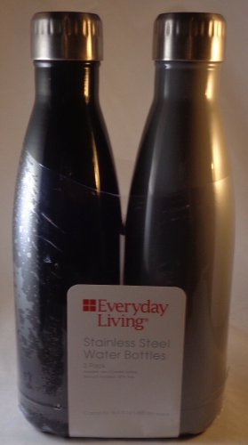 Everyday Living Stainless Steel Black/Gray Water Bottles 2pack 16.4 Fl Oz Each