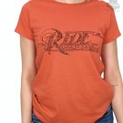 HARLEY DAVIDSON Womens Lg Short Sleeve Dealer T Shirt Top Orange w Rhinestones