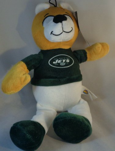New York Jets Stuffed Plush Bear w/ Football 11" 2008 NFL NEW With Tag