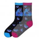 Women's Indigo Cat Socks by K Bell Laurel Burch Collection Size 9-11 One Pair