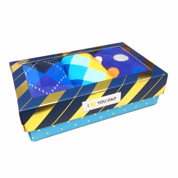 Happy Socks 3 Pair Box Set for Men Argyle Big Dot and Diamond Pattern Crew Socks