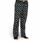 Men's Lounge Pants Pajamas Cotton Polka Dot Black with Bright Colored Dots