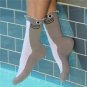 Women's Wide Mouth Shark Socks by K. Bell Size 9-11 One Pair Gray White