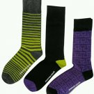 Jonathan Adler Men's Premium Crew Socks Green Black Purple 3 Pair Size 10-13