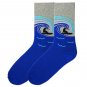 Men's Surf's Up Crew Socks by K Bell Blue and Gray One Pair Size 10-13