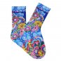 Women's Cat With Flowers Crew Socks by K Bell Laurel Burch Collection One Pair