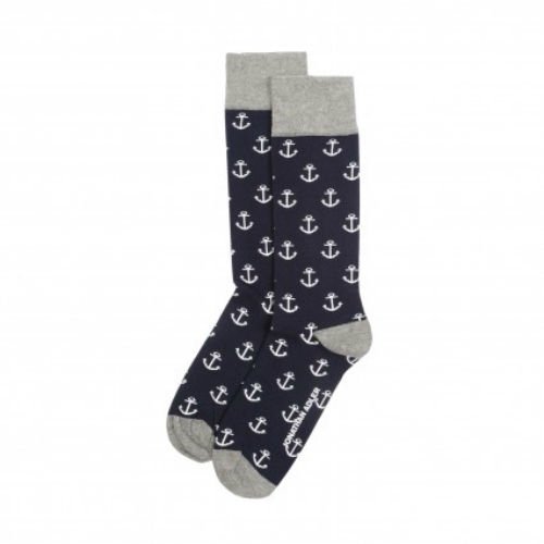 Jonathan Adler Navy Blue Anchor Crew Socks for Men Size 10-13