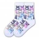 K Bell The Smarty Cats Socks One Pair White Size 9-11