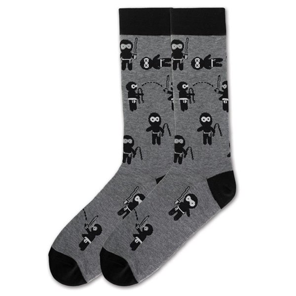 Men's Ninjas Socks by K. Bell Martial Arts Theme Novelty One Pair Big and Tall