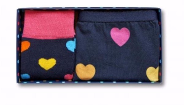Happy Socks Heart Socks With Matching Panties Gift Box Size 9-11