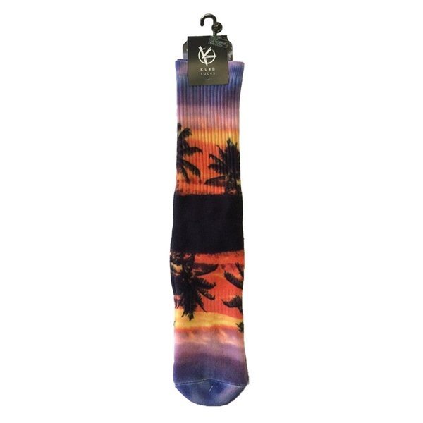 Men's Sunset Palm Tree Crew Athletic Socks by Kurb One Pair Size 10-13