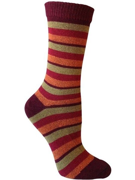 Red and Orange Striped Crew Socks for Women by Rock N Socks 9-11 Eco Friendly