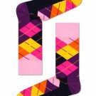 Women's Argyle Pattern Crew Socks By Happy Socks One Pair Size 9-11 Pink