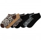Animal Print Low Cut Ankle Socks for Women 6 Pair Size 9-11 Brown Black Gray