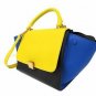 Authentic CELINE Trapeze Luggage Shoulder Bag Handbag Calfskin Leather Yellow