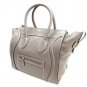 Auth CELINE Mini Luggage Tote Bag Calfskin Leather Shoulder Handbag Gray SHW