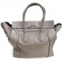 Auth CELINE Mini Luggage Tote Bag Calfskin Leather Shoulder Handbag Gray SHW