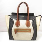 Authentic CELINE Mirco Luggage Handbag Tote Bag Leather Ivory Navy Black