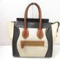 Authentic CELINE Mirco Luggage Handbag Tote Bag Leather Ivory Navy Black
