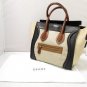 Authentic CELINE Mirco Luggage Handbag Tote Bag Leather Ivory Navy Black