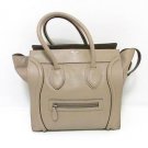 Authentic CELINE Mini Luggage Handbag Tote Bag Calfskin Leather Beige