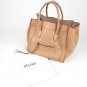 Auth CELINE Phantom Luggage Small Square Tote Bag Leather Handbag Beige