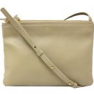 Authentic CELINE Trio Shoulder Bag Crossbody Bag Lambskin Leather Beige Gold
