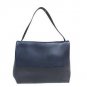 Auth CELINE Shoulder Bag Handbag Calfskin Leather Suede Blue Navy Bicolor