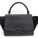 Auth CELINE Trapeze Luggage 2-Way Shoulder Bag Handbag Suede Leather Black
