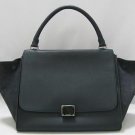 Authentic CELINE Trapeze Luggage Shoulder Bag Handbag Calfskin Suede Navy Blue